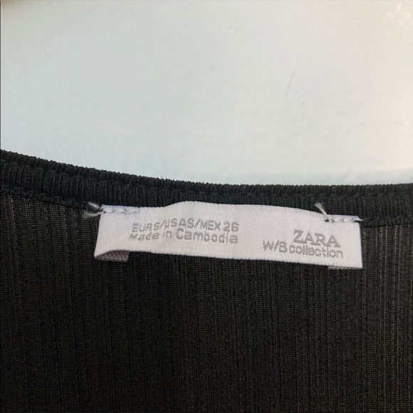 Zara Black & White V Neck Long Sleeve Top - Picture 4 of 4